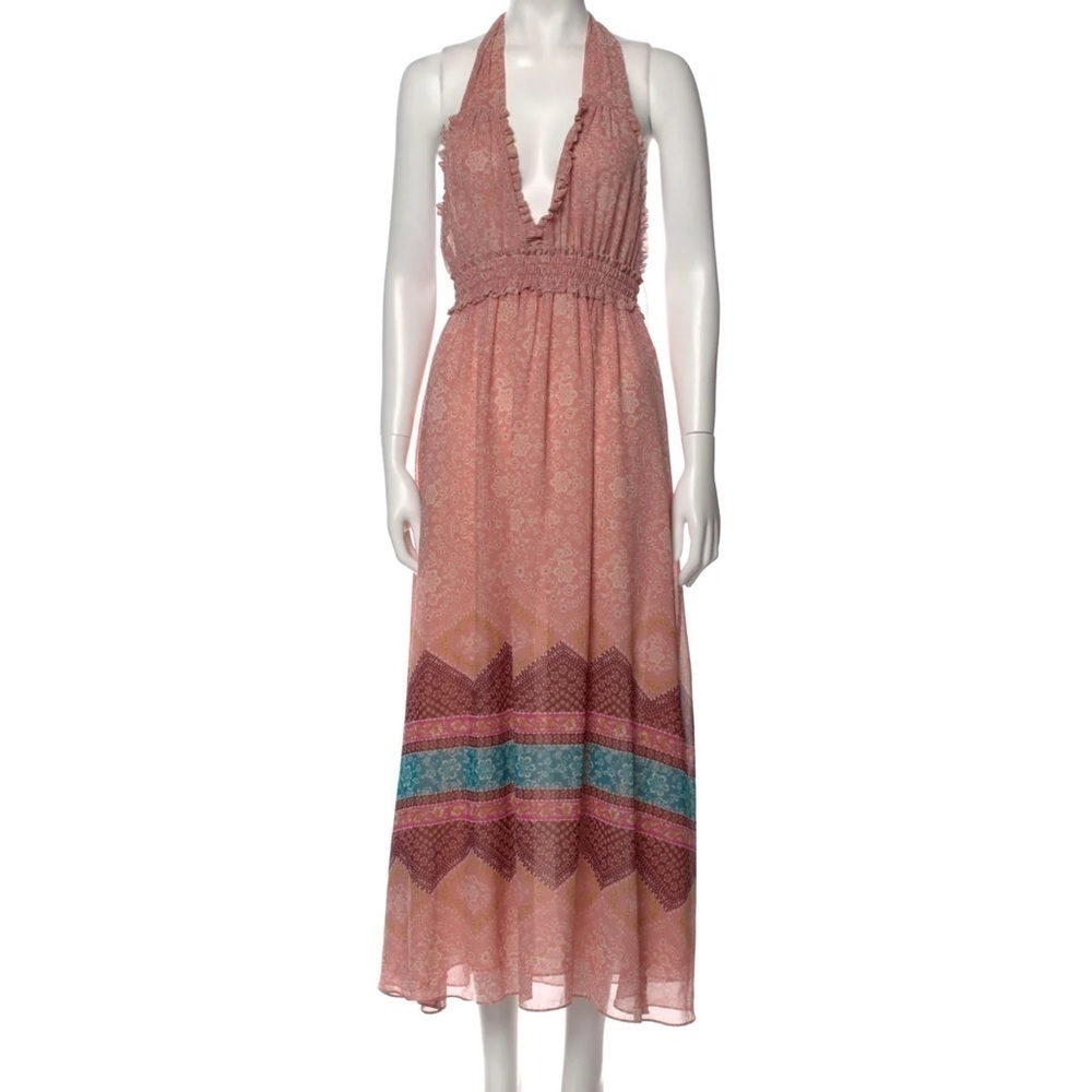 Misa Los Angeles Size XS Pink Boho Aydeniz Halter Open Back Long Maxi Dress